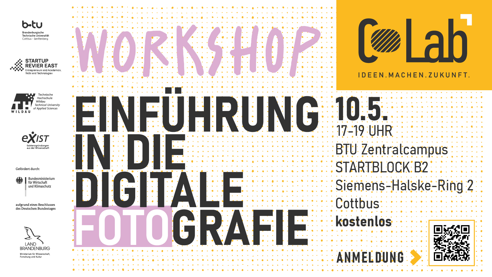 Flyer für Workshop: Einführung in die Produktfotografie (COLab)